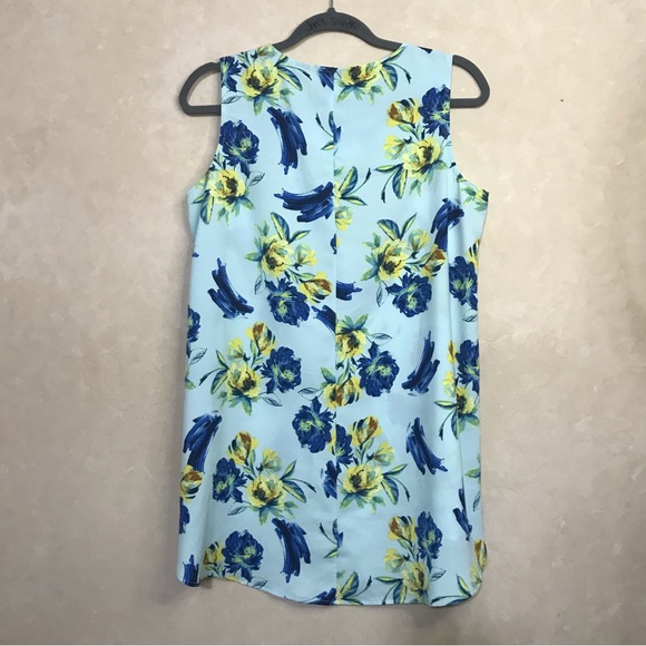 Alfani Hi Low Oversized Floral Sleeveless Tank Blue Yellow Size Small - Picture 5 of 7